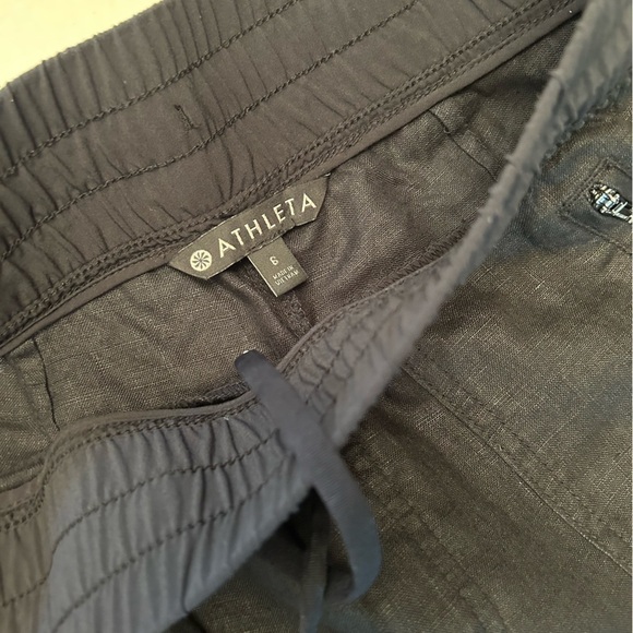 Athleta Cabo 100% Linen black jogger with elastic thick waist band Sz-6. G6 - Picture 8 of 11